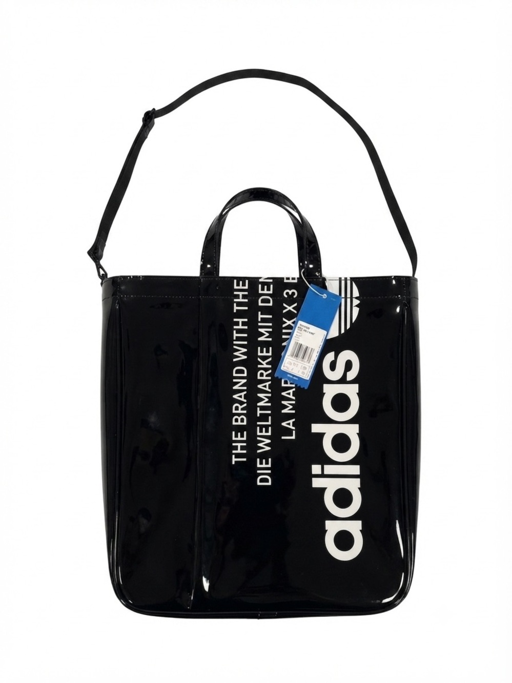 Adidas Black Glossy Logo Tote Bag